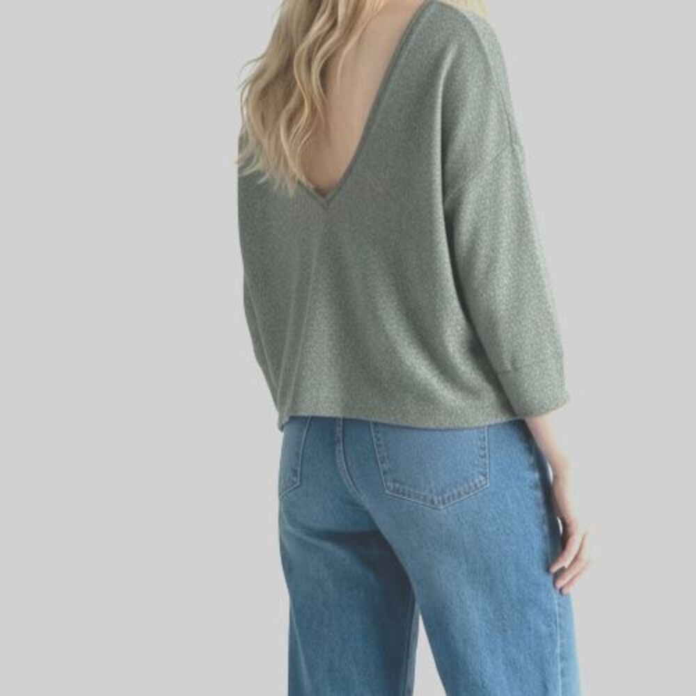 Victoria's Secret Deep V-Neck Back Cropped Sweater Medium Oversized Metallic